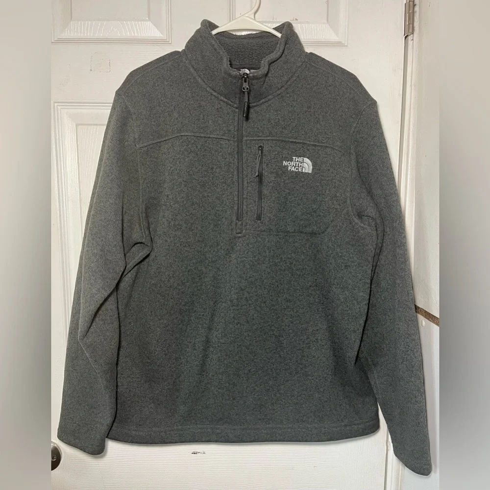The North‎ Face Gray Men’s 1/4 Zip Fleece Pullover Sweater Sz L/G